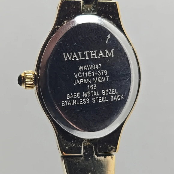 Womens Waltham Diamond Classic 17mm Oval Gold Tone MOP Watch WAW047 New Battery - Picture 10 of 10